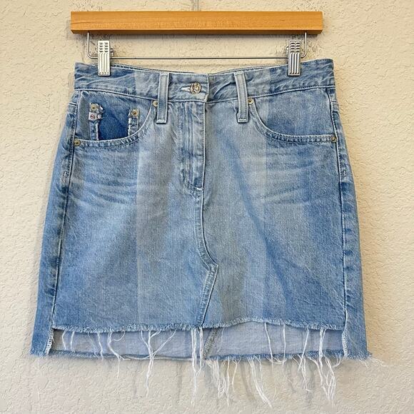 ADRIANO GOLDSCHMIED The Sandy Mini Skirt Blue Denim Frayed Grunge - Picture 6 of 12
